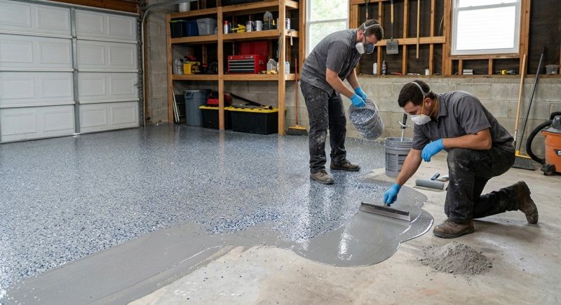Speckled Garage Floor Painting in Charlotte, NC